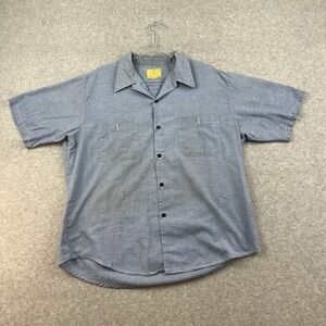 Vintage 70s Seats Blue Shirt Chambray Work Wear Perma Prest MENS XL 24x27‎ Press